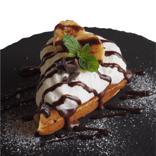 炙りバナナの贅沢チョコワッフル